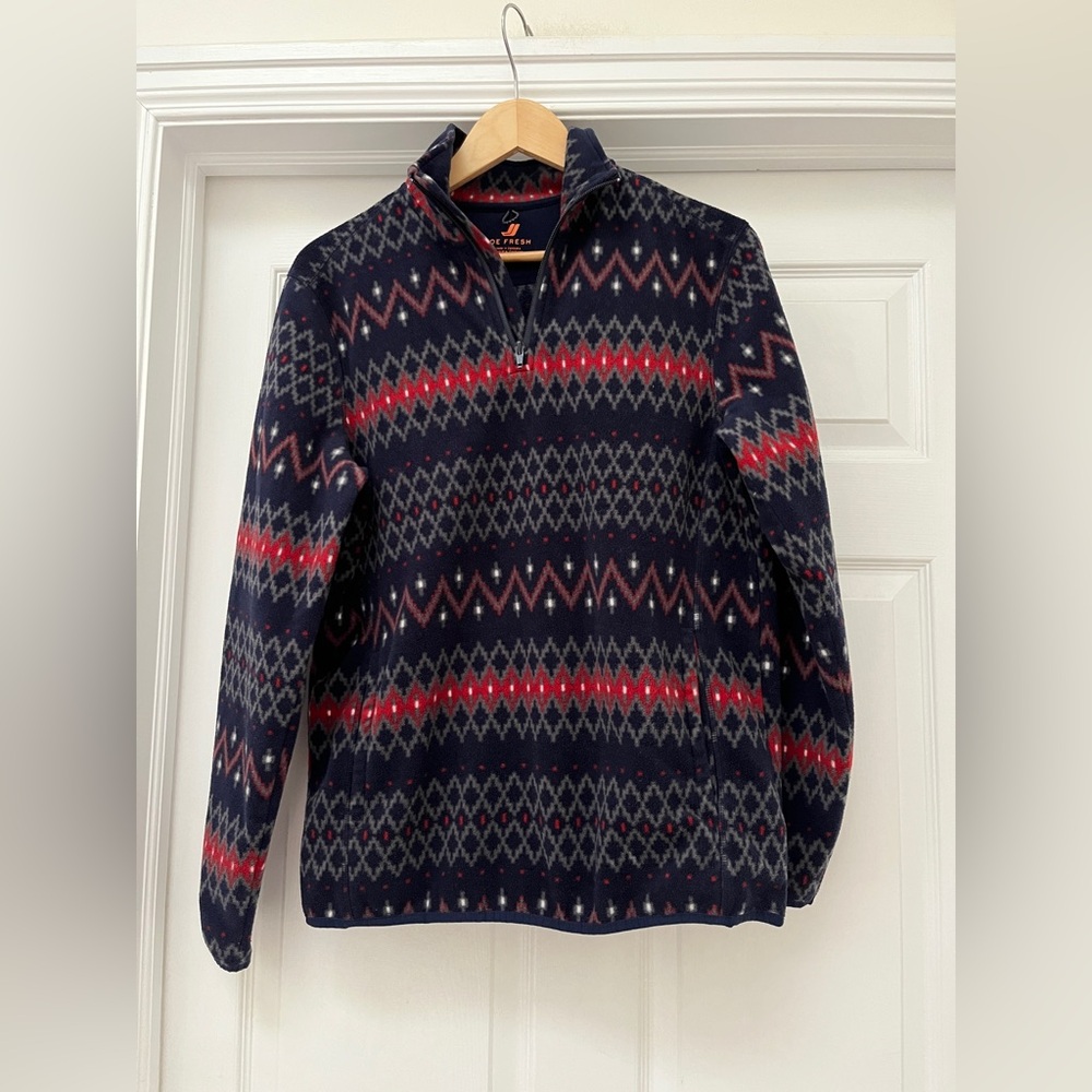 Joe Fresh Blue and Red 1/4 Zip fleece men’s small
